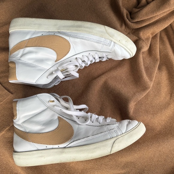 Nike Shoes - NIKE blazer mid White and Tan High-Top Sneakers size 7 US men 9 woman.